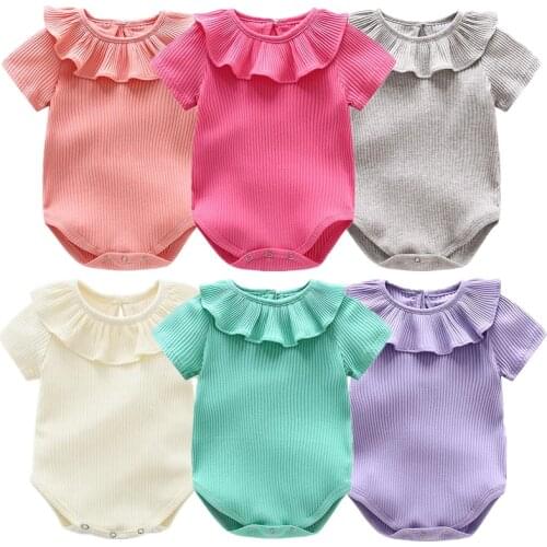 Newborn Baby Clothes Summer Baby Go Out Climbing Body Girl Knitted Rompers Short Sleeved Jumpsuit Baby Outfits Clothes