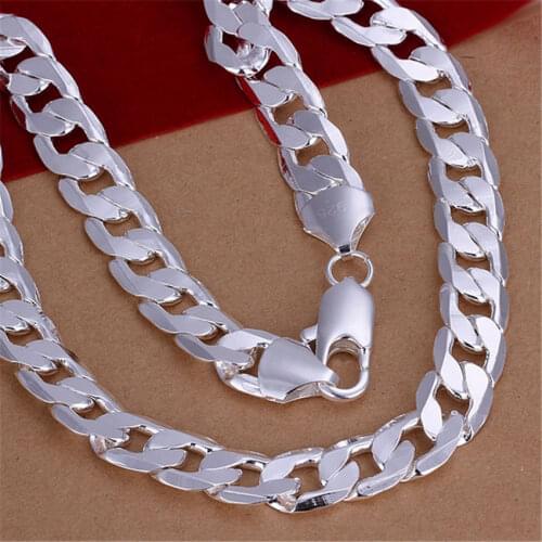 18-30inch 925 Sterling silver 12MM chain Necklace big Noble Beautiful fashion charm solid men women TOP quality Gorgeous jewelry