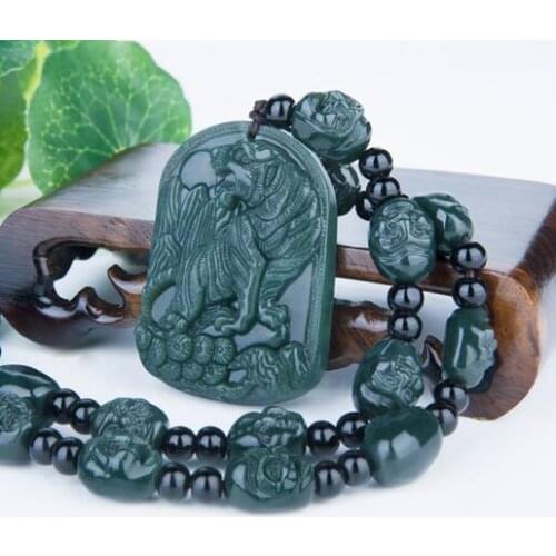 XinJiang Hetian Jades Pendant 3D Carved tiger Pendants Women Mens Amulet Nephrite Jades Jewelry