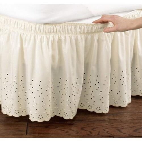 Floral Embroidered Bed Skirt King Size Elastic Band Bed Skirt Bedding Bed Cover without Surface Queen Size Home Bed Skirt Decor