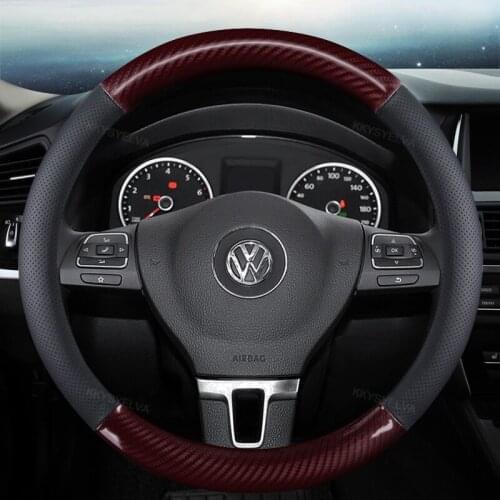 Genuine Leather Car Steering wheel Cover Anti-Slip for VW Golf Polo Bora Passat Touran CC T6 T5 T4 Auto Accessories