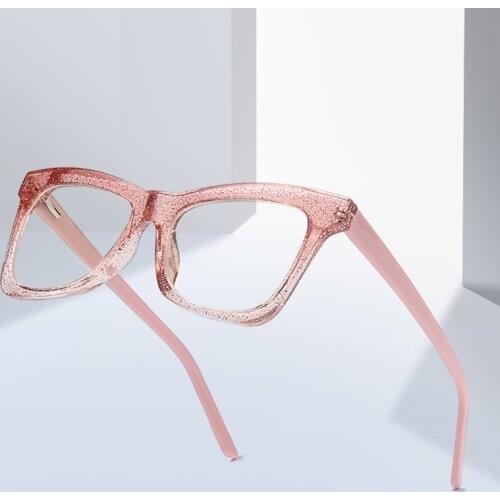 Transparent Shiny Fashion Glasses Frame Women Anti Blue Light Gradiend Cat Eye Eyewear Blocking Optical Spectacles Frame Glasses