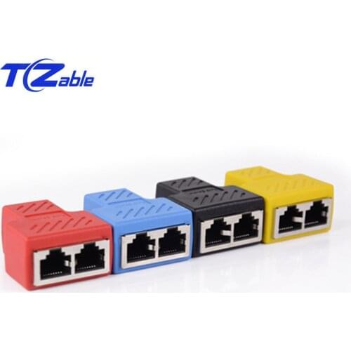 RJ45 Connector 1 To 2 Female Port Adapter For Ethernet Network Cable Adapter P8C Extender Plug CAT5 / CAT6 Splitter