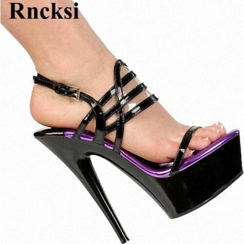 Rncksi Sext Straps Women Shoes 15cm High Heel Pole Dance Platforms Star Model Sandals Night Club Party Wedding Dress Sandals