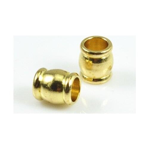 SEA MEW 100 PCS 6.5mm*6mm Metal Raw Brass Spacer Bead Barrel Beads Loose Bead Crafts Accessories For Jewelry Making