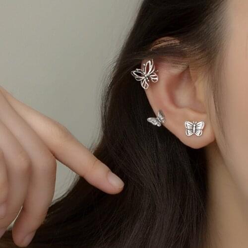 925 Sterling Silver Small Butterfly Ear Clip On Earrings for Women Girls Thai Silver Color Earring Jewelry Gifts S-E1346