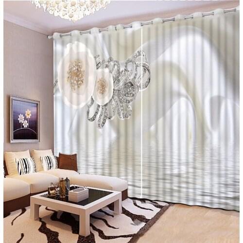 3D Curtain Fashion Customized Silk Diamond Flower Photo Custom Size 3D Curtain Blackout Living Room Curtains For Bedroom