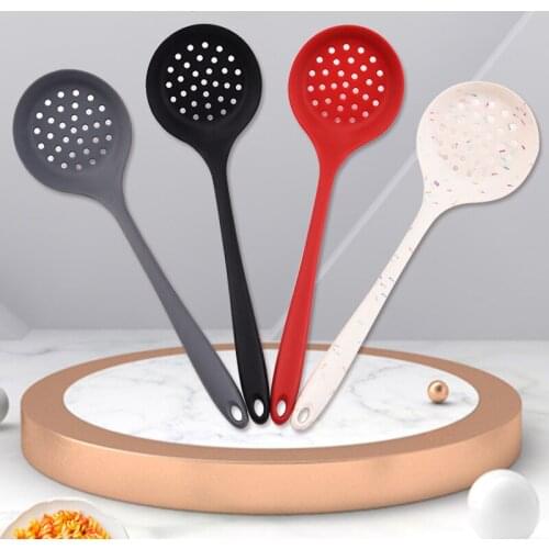 Silicone Colander Spoon kitchen Tools Long Handle Non-Stick Cooking Trainer Heat Resistant Filter Spoon Kitchenware Dishes