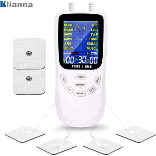 Tens EMS Machine Dual Output Electronic Pulse Massager 6 Electrode Pads Nerve Acupuncture Physiotherapy Device for Pain Relief