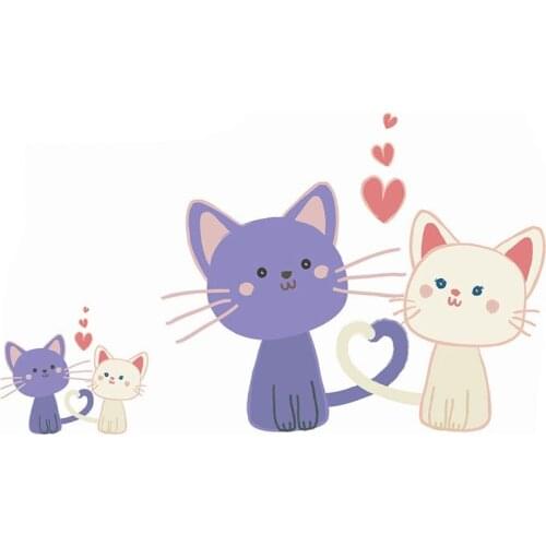 Fine Cartoon Animals Cat Lovers Heat Transfers Patches For Clothing DIY Heart Love Thermal Transfers For T-shirt Appliques