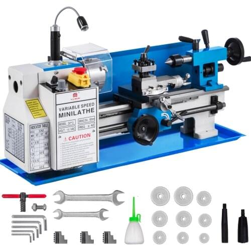 VEVOR Mini Metal Lathe 7 " X 12" 7" X 14" 8" X 14" 8" X 16" Variable Speed 3-Jaw 4-Jaw Chuck with A Lamp Counter Face Turning