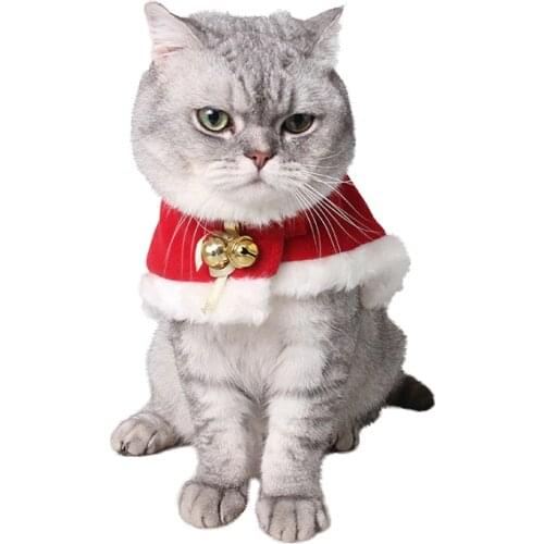 Pet Cat Supplies Mini Cold Red Cloak Neck Necklace Christmas Shawl Cloak Pet Christmas Clothes Tie & Bow Tie Qianyi