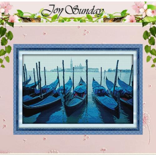 Venice Boats patterns Counted Cross Stitch DIY 11CT 14CT Cross Stitch Set Landscape Cross-stitch Kits Embroidery Needlework