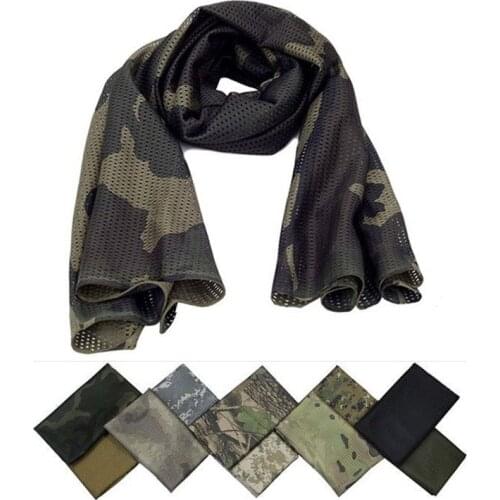 Military Tactical Camouflage Scarf for Men Women Mesh Square Breathable Headband Head Scarf Multifunction Cycling Bandanas