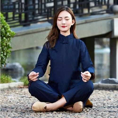Yoga Taiji Kuangfu practice master meditation Guqin playing teaism Enlarged and widened soft Cotton Hemp 2 pc Thickened winter
