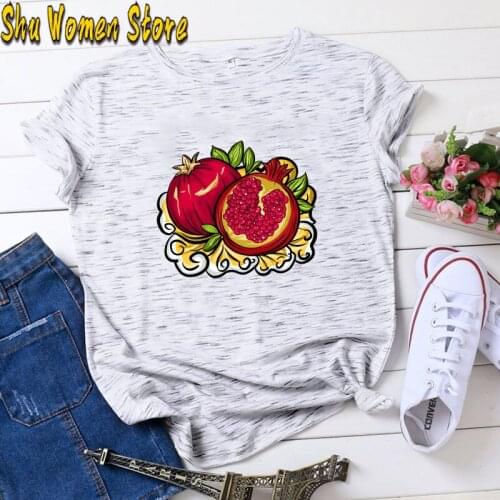 Reading pomegranate T-Shirt 2021 Female T-shirt Graphic Tees Harajuku Fashion Aesthetic Printed Tshirt Tops clothing womenR