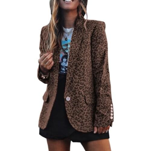 Leopard Print Blazer Women Clothes Single Button Blazer Femme Jacket Yellow Red Color Fashion Woman Jacket Coat 2020 Spring Fall