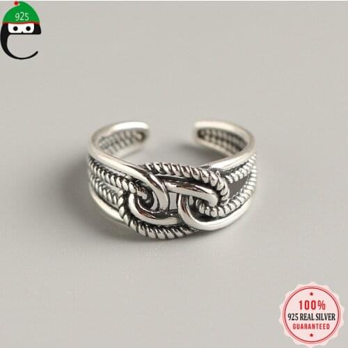ElfoPlataSi Genuine 925 Sterling Silver Original Personality Twist Opening Ring For Women Anniversary Wedding Fine Jewelry Y3-27