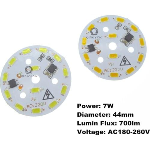 10 pieces AC 220v 7w LED SMD 5730 Aluminum Plate, Driverless Needn't Driver 44mm Light Source Panel, Free Shipping