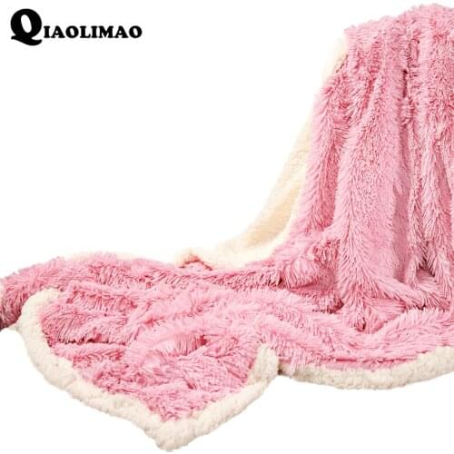 A Version 100% Velvet Mink B Version 100% Flannel Blanket On Sofa/Bed Thread Blankets 200*230/220*240cm Soft Winter Warm Bedding