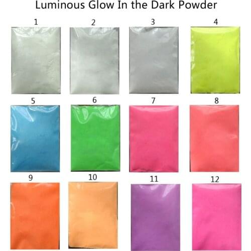 100g 12 Colors Luminous Resin Pigment Glow In the Dark Powder Pigment Colorant Nail Art Resin Jewelry Making Craft Tools
