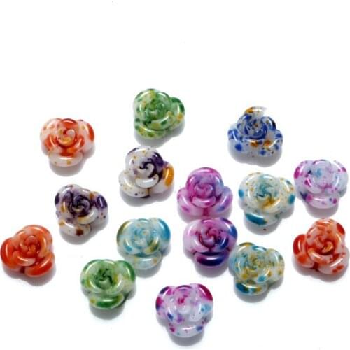 100Pcs Mixed Resin Rose Flower Decoration Crafts Beads Flatback Cabochon Kawaii Embellishments For Scrapbooking DIY Accessories