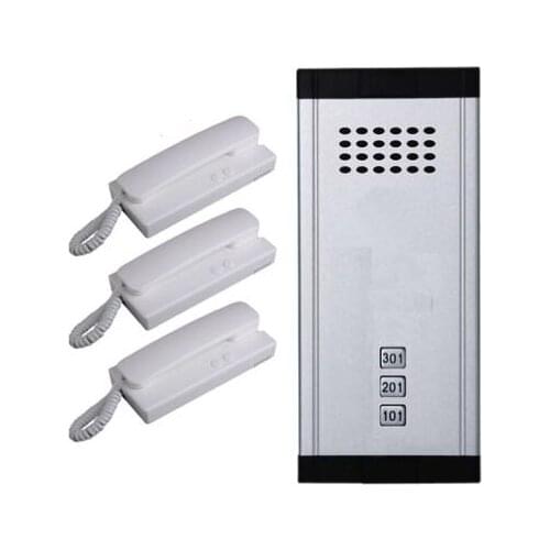 2-Wired Audio Door Phone Home Intercom Audio Doorbell System Direct Press Key Outdoor Station w/t 3 Button for 3 apartments