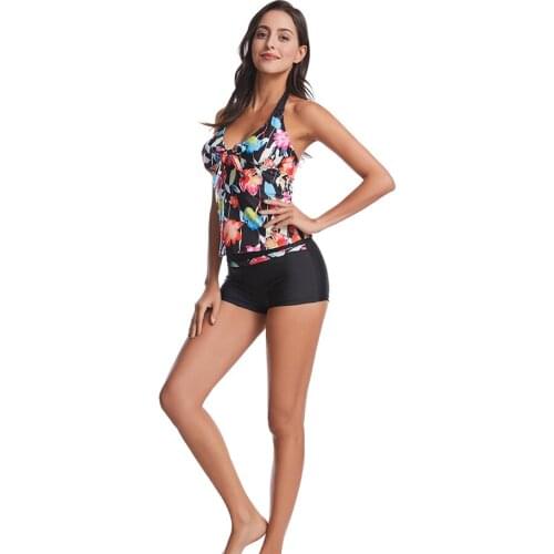 2020 Sexy Plus Size Bikini Set Swimsuit Women Black Print Swimwear Female Vintage Push up Swimming Big Size Bathing Suit