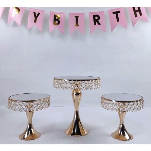 3Pcs Gold Silver Metal Cake Stand Set Display Wedding Birthday Party Dessert Electroplate Cupcake Plate Rack
