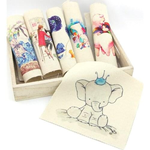 20*20cm 6pcs Arrival Puffer Cotton Canvas Fabric Zebra Dog Hedgehog Series Patchwork Cloth Diy Decora Frame Painting Bird D30