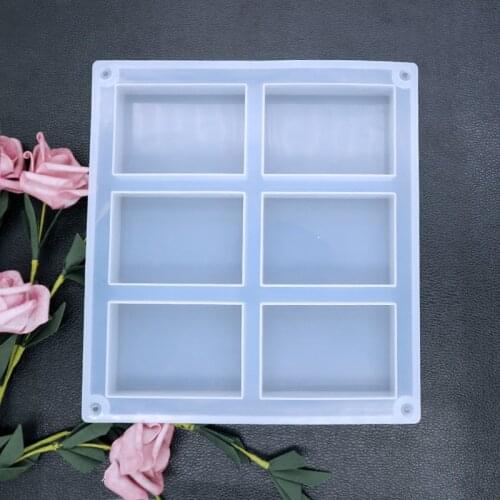 6 Cavity Rectangle Silicone Mold for Soap DIY Homemade Cake Soap Resin Mold Crafts Soap Making Supplies
