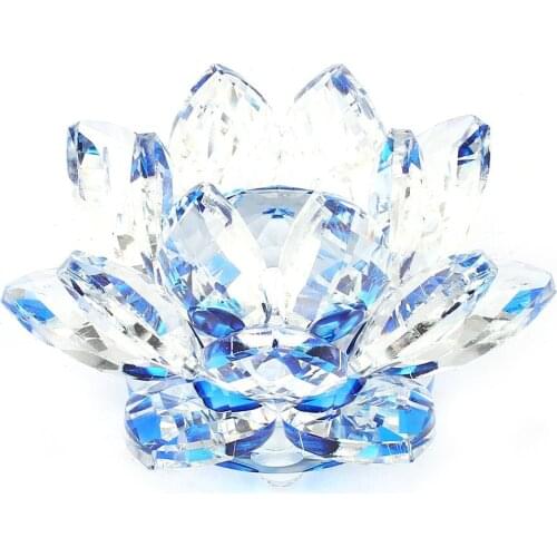 80mm Quartz Crystal Lotus Flower Crafts Glass Paperweight Fengshui Ornaments Figurines Home Wedding Party Decor Gifts Souvenir