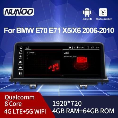 Nunno Andriod 10.0 8 Core wifi 4+64GB GPS Car Stereo Navigation Multimedia Touch Screen For BMW X5 E70 2007-2013