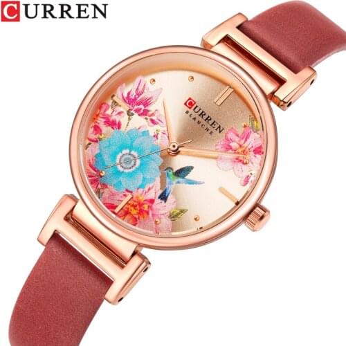 CURREN New Arrival Top Selling Fashion Womens Watch High Quality Reloj Mujer Bohemia Ladies Watch Leather Strap Quartz Watch
