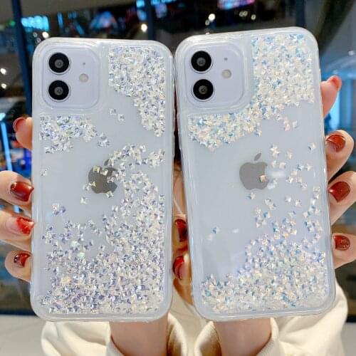 Luxury Liquid Quicksand Diamond Phone Case for iPhone 11 12 Pro Max XS MAX X XR 8 7 Plus Cute Laser Glitter Clear Soft Cover