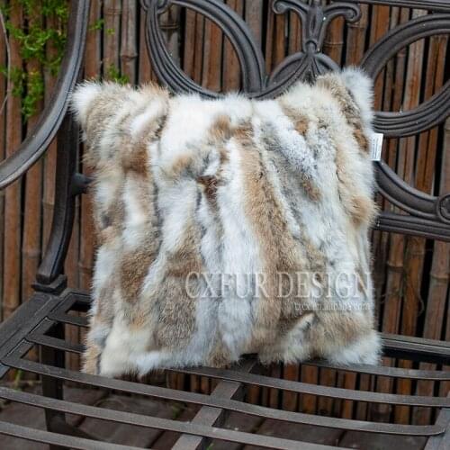 CX-D-17B Hot Sale! Popular Custom Real Rabbit Fur Pillow Cases Pillowcase Pillow cover Cushion