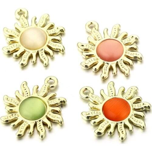 DIY jewelry accessories alloy pendant flame sun god opal pendant earrings necklace making materials