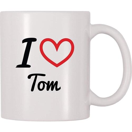 I Love Tom Personalized Name Coffee Mug (11 oz)