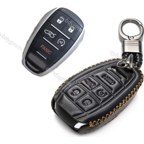 Leather Remote Start Car Key Fob Cover Case Keychain Protector Holder Auto Accessories Shell For Alfa Romeo Giulia Stelvio
