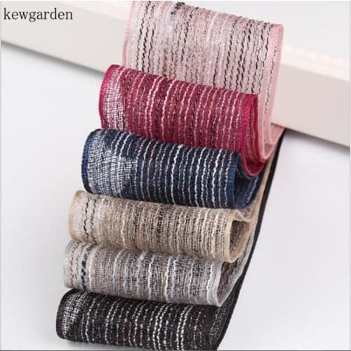 Kewgarden Stripe Chiffon Organza Ribbons 1-1/2" 1" 5/8" DIY Bowknot Satin Ribbon Handmade Tape Accessories Riband 100y