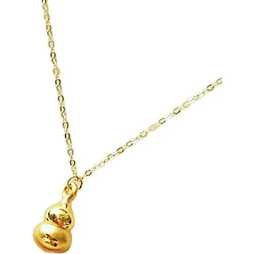MADALENA SARARA Golden Gourd Pendant Mini 24k Pure Gold Necklace 9999 Gold Small Clavicle Water Wave Necklace