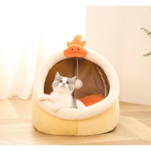 Sweet Cat Bed Warm Pet Basket Cozy Kitten Lounger Cushion Cat House Tent Very Soft Small Dog Mat Bag For Washable Cave Cats Beds