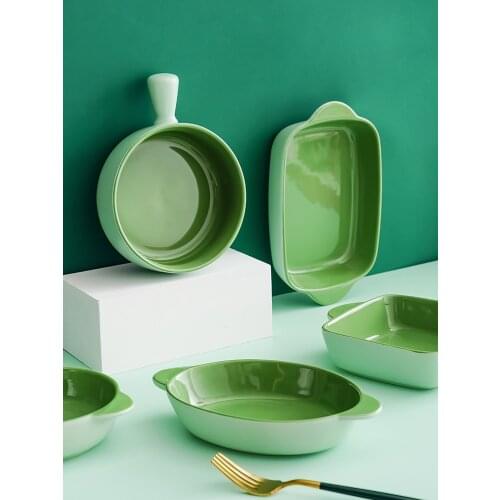 Baked Rice Bowl Nordic Style Ceramic Baking With Handle Spaghetti Oven Plate Simple Household Tableware