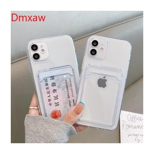 Soft Card Bag Case For iPhone 13 12 11 Pro Max Mini X XR XS Max 8 7 6 6s Plus SE 5 5S Transparent Phone Cover Ins Style Case