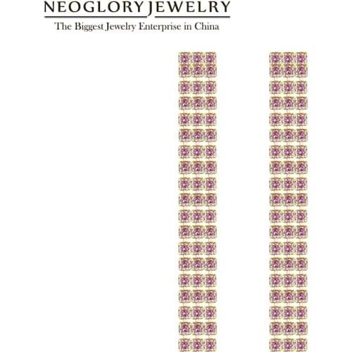 Neoglory 2020 New Fashion 2MM CZ 3Rows 5cm Claw Chain Crystal Tassel Earrings For Women Bride Jewelry For Wedding Gift Souvenir