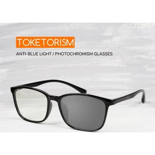 Toketorism Anti Blue Light Computer Glasses Photochromic Sunglasses Women Mens tr90 Frame 100SB