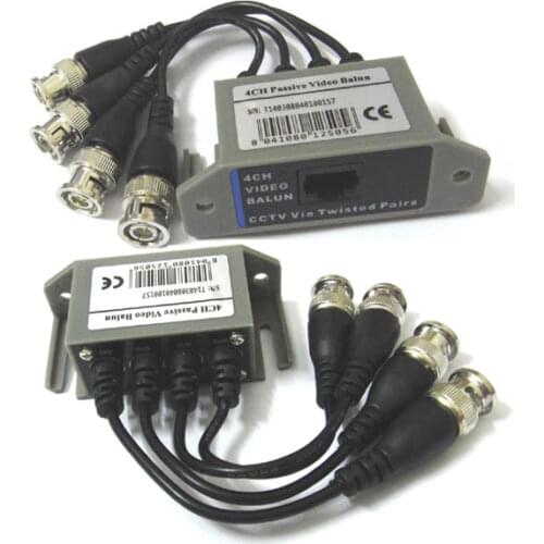 X2pcs 4CH Channel Passive Video Balun Transceiver CCTV Twisted Pairs for Surveillance DVR camera system