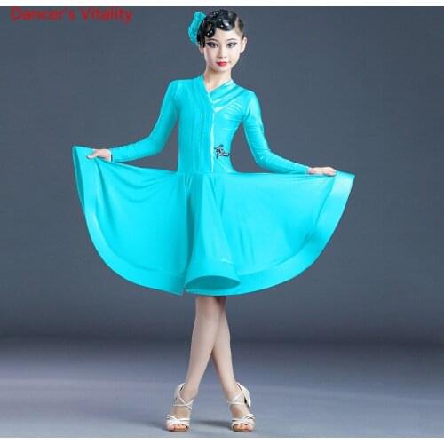Latin Dance Dress V-Neck Long Skirt Competition Practice Clothes Custom Adult Child Temperament Performance Clothing
