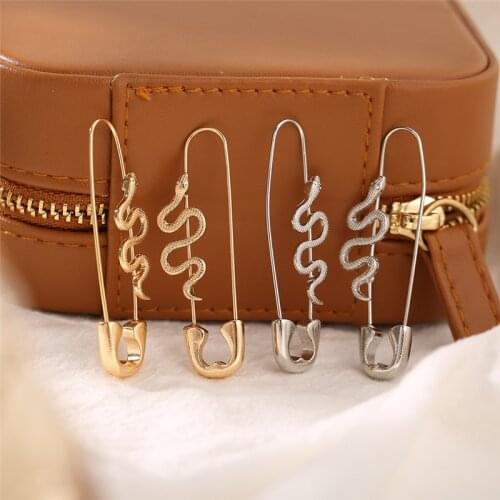 Bohemian Style Gold Color Snake Earrings for Women Vintage Oval Clip Drop Earring Female Party Jewelry 2021