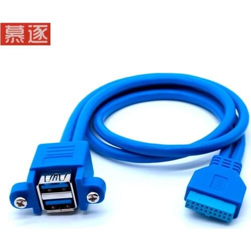 Stackable USB 3.0 Female Panel Type to Motherboard 20Pin Header Cable Dual Ports 50cm